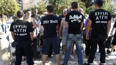 Golden Dawn members in Athens, 1 August 2012