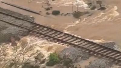 Flooded railway line