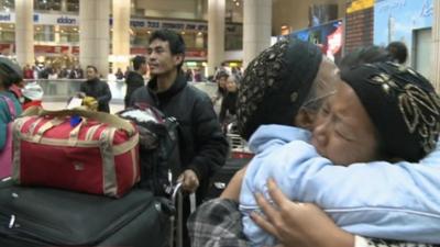 Immigrants from India arrive at Tel Aviv airport