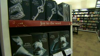 Copies of 50 Shades books in bookshop