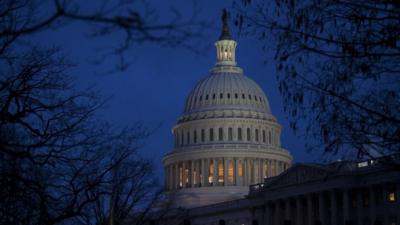 The US Capitol illuminated at dusk 31 December 2012