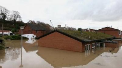 Flood waters in St Asaph