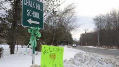 A Chalk Hill school sign in Monroe, 2 Jan 2013