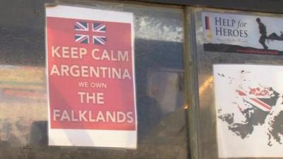 Pro-British rule poster in the Falkland Islands