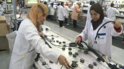 Electrical factory workers in Tunisia