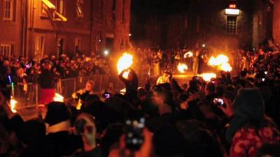 People swing fireballs in Stonehaven