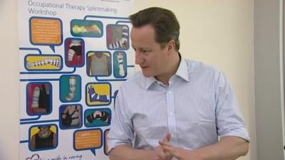 David Cameron on a hospital visit