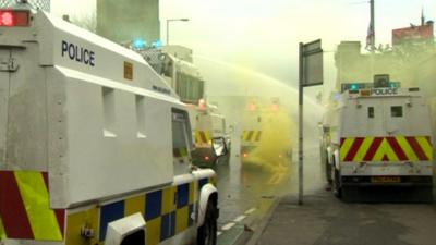 Police vehicles in Belfast