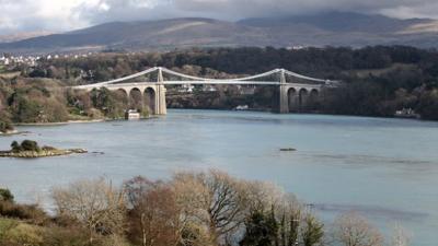 Menai Suspension Bridge, linking Anglesey with the mainland