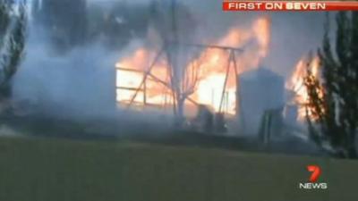 Home burns in Murdunna, Australia