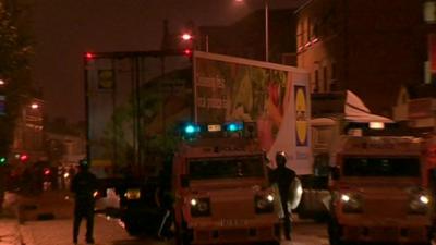 Hijacked lorry blocks east Belfast road