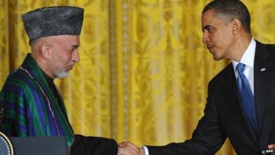 Hamid Karzai and Barack Obama meet in Washington - 12 May 2012