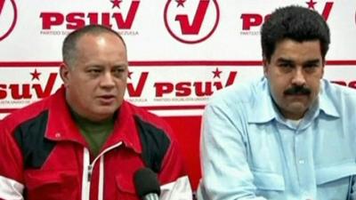 Diosdado Cabello (left) and Nicolas Maduro (right)