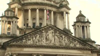 Union flag raised above Belfast City Hall