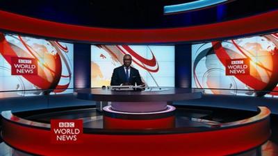 Komla Dumor in the BBC World News studio