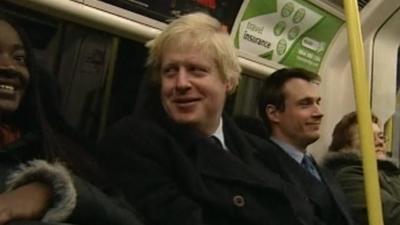 Boris Johnson on Tube train