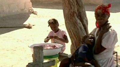 Woman and children in Haiti