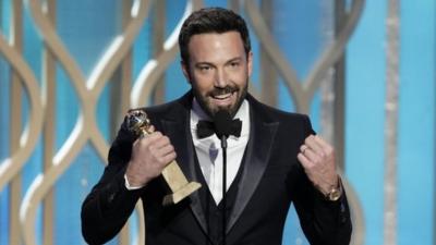 This image released by NBC shows Ben Affleck with his award for best director for "Argo"