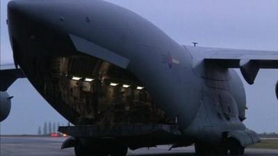 C17 being loaded in Paris with supplies