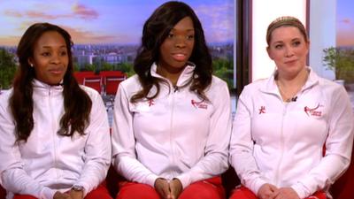 England Netball team members and coach