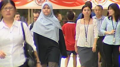 Pedestrians in central Singapore