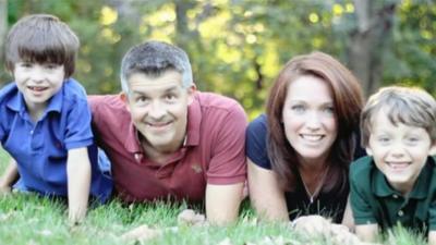 Dylan Hockley with his parents and brother