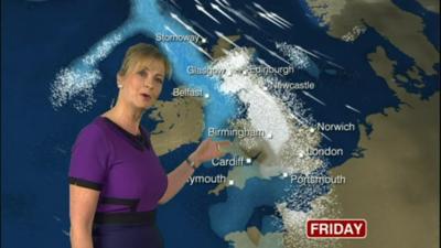 Carol Kirkwood and weather map