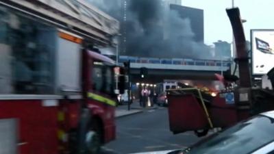 Fire engine at scene of crash