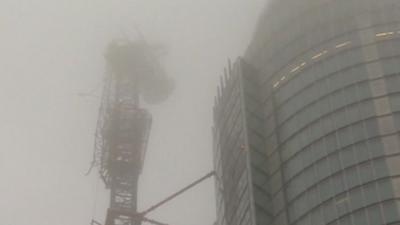 Smoke around crane