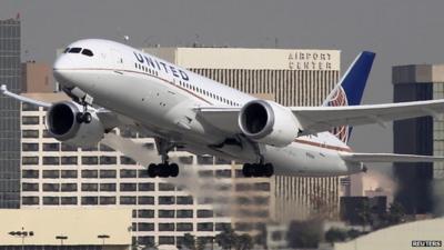 A Boeing 787 Dreamliner operated by United Airlines