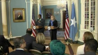 Hassan Sheikh Mohamud and Hillary Clinton