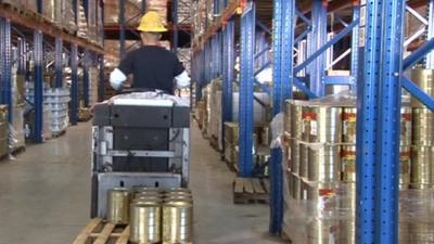 Warehouse full of canned goods