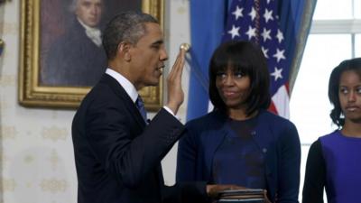 US President Barack Obama takes the oath of office