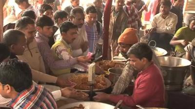 Traders during India's Kumbh Mela festival