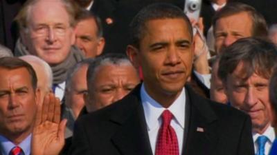 President Obama at his first inauguration in 2008