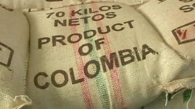 Sacks of Colombian coffee beans