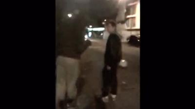 Footage uploaded onto a website of a Muslim man abusing a passerby in east London