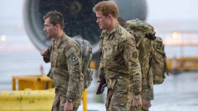 Prince Harry disembarking plane