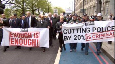 Protesting police staff