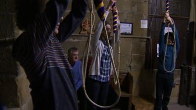 Young bell ringers at All Saints Church near Wrexham