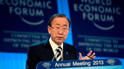 Ban Ki-Moon speaking at the World Economic Forum in Davos