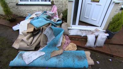 Flood-damaged carpets