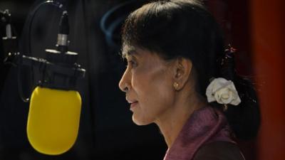 Aung San Suu Kyi talking to the BBC in 2012