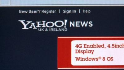 Yahoo webpage