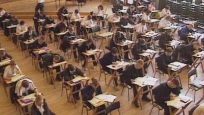 School children taking exams