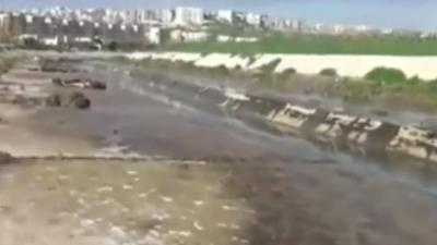 River bank where bodies of men found in Aleppo, Syria