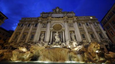 The Trevi Fountain in central Rome