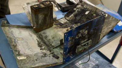 Damaged battery of the Japan Airlines 787 plane