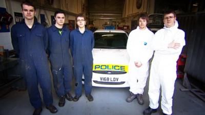The five apprentices with their police care