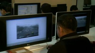 Control room where buses are monitored